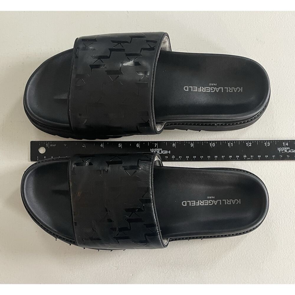 EUC Karl Lagerfeld Men Size 13 M Paris Monogram Slide Open Toe Sandals Black - Picture 16 of 16